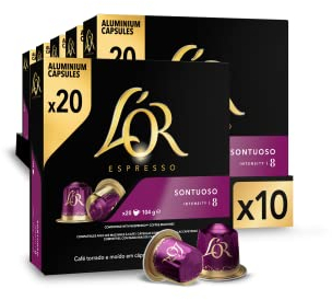L'OR Espresso Cápsulas de Café Sontuoso | Intensidad 8 | 200 Cápsulas Compatibles Nespresso (R)