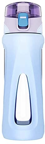 Trinkflasche Flasche Wasserflasche Wasserflaschen mit Silikonschutzhülsengymflasche, klare Wiederverwendbare Wasserflasche Trinkflaschen (Color : E, Size : 500ml)