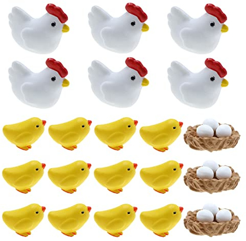 VGOL 30Pcs mini figure di animali gallina miniatura figure set ornamenti da giardino in miniatura carino animale gallina pollo mini ornamento kit PVC