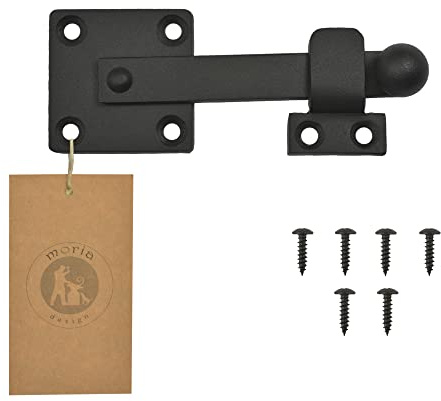 MoriaDesign Schmiedeeisen Türriegel Retro - 14 cm Schwarz - robuster Türverschluss für Gartentor, Fensterladen und Holztüren