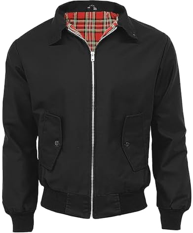 JM CLOTHING Marcus Harrington - Chaqueta para hombre, adulto, unisex, para mujer, vintage, clásica, retro, bomber, forro de tartán
