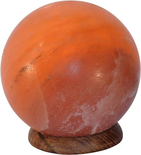 HIMALAYAN SALT ® Lámpara de sal rosa de la himalaya AUTÉNTICA certificada varios tamaños y formas en bruto fuego bola corazón pirámide led usb (Sfera - Bala)