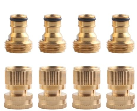 4 Set 3/4 Zoll Gartenschlauch-Schnellkupplung aus massivem Messing, Gartenschlauch-Anschluss, Wasserrohr-Anschluss, Gartenschlauch-Zubehör