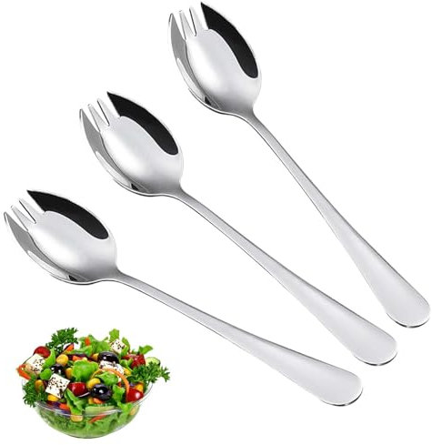 3 Pezzi in Acciaio Inox 18/10 Sporks, Sporks Cucchiaio, Dessert Alla Frutta, Forchette per Pasta di Riso Fritta, Cucchiaio e Forchetta Multifunzione per Campeggio