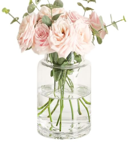 Flower Vases for Centerpieces Innjoii Glass - Large Thicker Clear Glass Wide Big Vintage Modern Mouth Vase Giant Home Decor, Bouquet Vases Modern for Wedding Table, 15(W)*23cm(H)