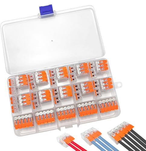 Xpieoyrm Kabelverbinder, 50 Stück Klemme mit Betätigungshebel, 2/3/5 Polig, Elektrische Anschlussblöcke, Verbindungsklemme, Frei kombinierbar Elektrische Klemmen, 4mm² Leiter Klemme(Transparent)