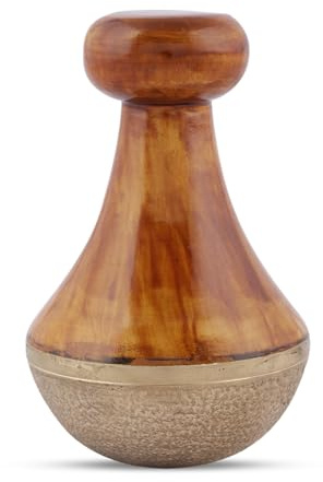 Bronze Kansa Vatki Masseur de Pieds avec Poignée en Bois - Outil de Détox Ayurvédique pour Soulagement de la Douleur, Exfoliation & Relaxation - Guérison Ancienne pour Pieds Fatigués