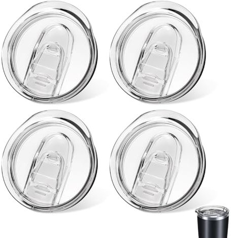 4PCS 20oz Tumbler Lid Replacement: Silicone Cup Cover Splash-Proof Travel Mug Cover – Fits Daily Use Round head push cap Replacement – For Coffee Mug, Road Trips, Gym – Great for Adults, Drivers