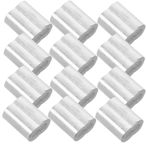 PRETYZOOM 100 Piezas De Manguitos De Aluminio Con Doble Orificio Hebilla Elíptica De Aluminio Manguitos De Engarce Para Cables De Acero Manguitos De Engarce Con Bucle De Engarce