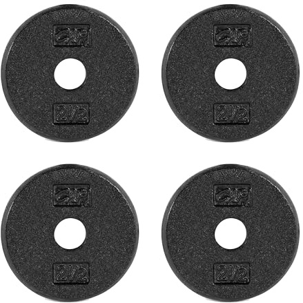 CAP Barbell Cast Iron Standard 1-Inch Weight Plate Set – Barbell Weights for Home Gym, Strength Training, and Weightlifting, 2.5 lb Set of 4, Black