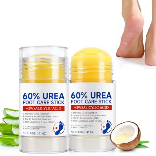 NHPY 2 Pezzi Crema Piedi Secchi Screpolati,Contenere Urea 60%,Per pelle Molto Secca,Ruvida e Crepolata,Per Gomiti,Ginocchia,Piedi e Mani