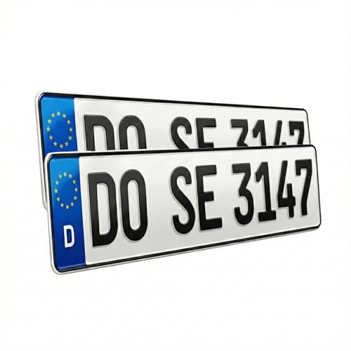 Bluecraft 2 x KFZ Kennzeichen 520x110mm - Normgerecht nach DIN 74069 - Auto, Anhänger & Fahrradträger - Wunschkennzeichen (Standard, E oder H Nummerschild) - Made in Germany - DHL Versand