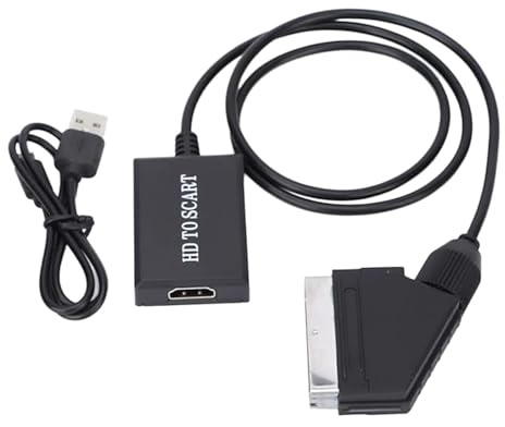 Zqxnt Durability SCART to HDTV Adapter Compatible for Recorders Old Electronics Sound Video Syncing High Clear Video Converters