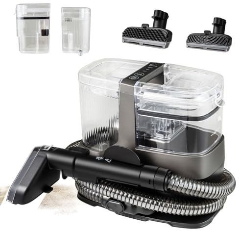 RELAX4LIFE 650W Shampouineuse Canapé Portable,Aspiration Puissant 17kPa avec Brosse Double Face et 2 Réservoirs d’Eau Propre/Sale, Aspirateur Nettoyeur de Tapis pour Canapé Tapis Rembourrage Voiture