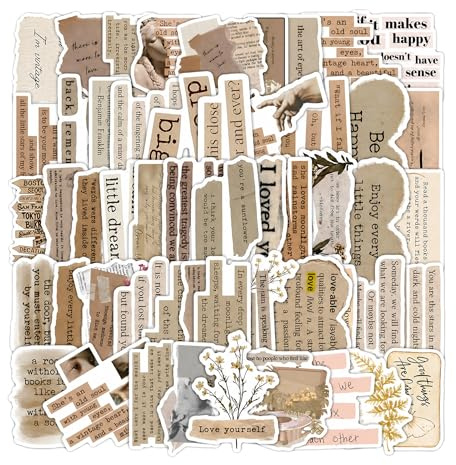 Waoferfio 60 Neutral Brown Aesthetic Scrapbook Supplies, Suitable for Diaries, Laptops,Paired with Retro Textured Washi Tape for Scrapbook Stickers Endless Creative.