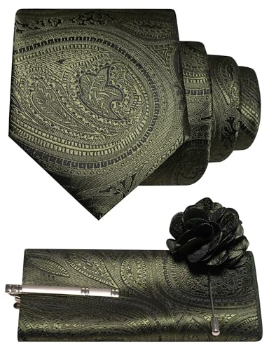 JEMYGINS barock paisley slips set män näsduk slipsklämma blomma elegant för bröllop gala affärer flerfärgad