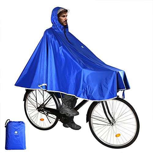 Anyoo Wasserdicht Radfahren Regen Poncho Portable Leichte Regenjacke Mit Kapuze Fahrrad Fahrrad Compact Regen Cape Wiederverwendbare Unisex für Backpacking Camping Outdoors,Einheitsgröße,Blau