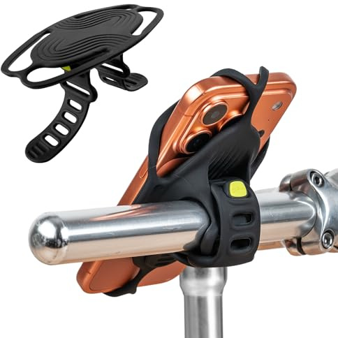 Bone Bike Tie 6, Bicycle Phone Mount for Handlebar, Scratch-Free & Shock-Absorbing Silicone MTB Holder with Dual-Strap Protection, Cycling Phone Carrier for iPhone & 4.7–7.2 Smartphones (Handlebar)
