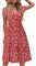 STYLEWORD Women's Summer Dress Short Sleeve V-Neck Sundress Floral Wrap Waist Casual Dress with Pockets (floral19,Large)