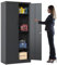 Aktenschrank, Metallschrank, Stahl-Aufbewahrungsschrank, Mehrzweckschrank, 3 Verstellbare Regale, 2 Abschließbare Türen, Schränke für Büro, Wohnzimmer, Garage, 40T x 80B x 180H cm, Schwarz