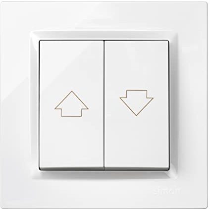 SIMON - Rollladentaster, Wand-Einbauschalter, Serie Simon 10, einfach zu installieren, geeignet für den Innenbereich, inkl. Rahmen, Deckel und Mechanik, intelligenter Druckschalter, Weiß