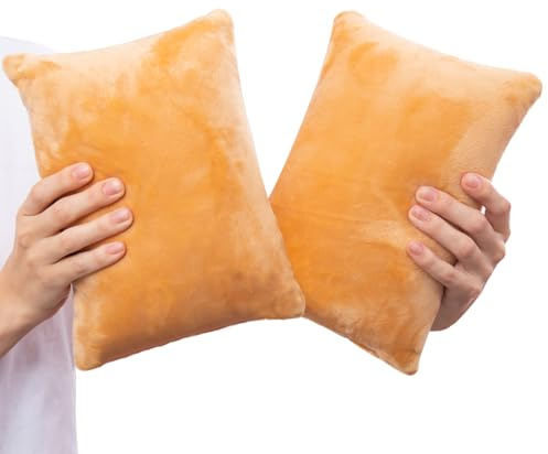 1 MIDDLE ONE 2 Pack Small Pillow, Memory Foam Mini Pillow 11 X 7 Inches for Travel, Sleeping, Nap and Neck, Knee, Lumbar Support, Tiny Cushion for Pet, Dogs (Camel)
