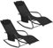 WOLTU Liegestuhl Sonnenliege wetterfest, 2er-Set, Gartenliege Schwungliege Outdoor, Relaxsessel Garten bis 150 kg, Relaxliege mit Abnehmbarer Kopfstütze, für Garten und Balkon, Schwarz, LS005sz-2