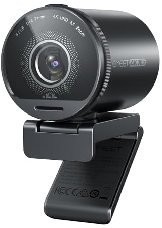 EMEET S800 4K Webcam Mit 2 Mikrofonen, Rauschunterdrückung, 73° Sichtfeld, Lichtkorrektur, Datenschutzabdeckung, 1080p@60FPS HDR für Live-Streaming, Gaming, Zoom