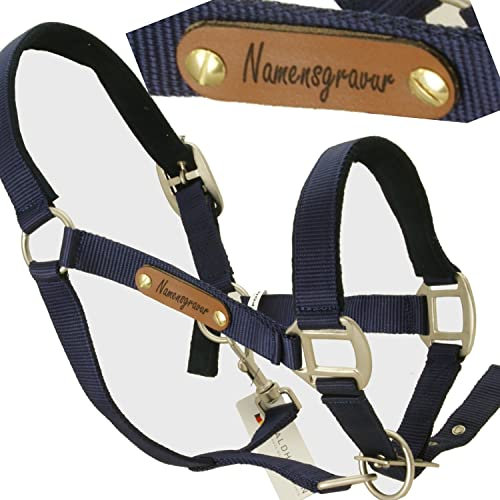 Generisch Halfter Pferd dunkelblau - mit Namensschild (WB)