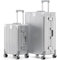 KOFA Zurich Kofferset 2 Teilig, M-55cm & XL-75cm Alu-Rahmen & Polycarbonat-Hartschale, Carry-on + Check-in Koffer, Reisekoffer Spinner mit 4 Rollen und doppelte TSA Schloss 35L + 94L (Silber)