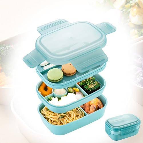 FISH DRAGATE bento box plástico con compartimentos,lunch box 1900m,fiambrera para adultos niños,con caja de inmersión, vajilla,lonchera bento para escuela, trabajo, pícnic