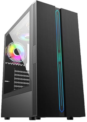 Caja De Computadora De Torre Media ATX, M-ATX, ITX Negra, Diseño De Vidrio Curvo Doble, Estructura De Gabinete Dividida, Caja De Computadora De Escritorio, Soporte De GPU Vertical
