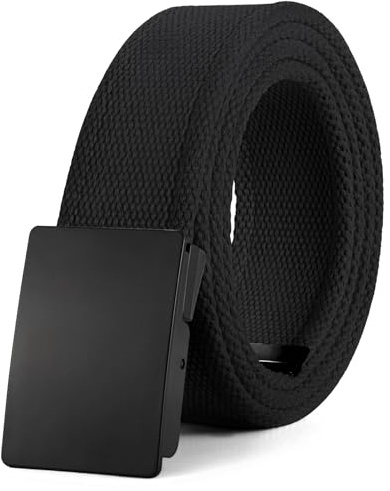 WHIPPY Herren Nylon Canvas Arbeitsgürtel Verstellbar Stoffgürtel Unisex Web Gürtel mit Metallschnalle, Schwarz Schwarz Schnalle, 120cm