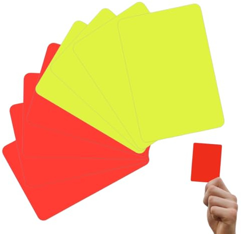 LONZIKP Set de Tarjetas Árbitro Fútbol – 8 (4 Amarillas, 4 Rojas) PVC Resistentes para Decisiones Claras en Partidos Profesionales y Amateur.