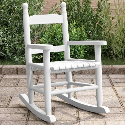 Zentexion Chaise à bascule blanche pour enfants en bois de peuplier massif - Chaise d'allaitement ou de relaxation stable et résistante - Sans danger pour le dos - Avec coussin amovible - Idéal pour