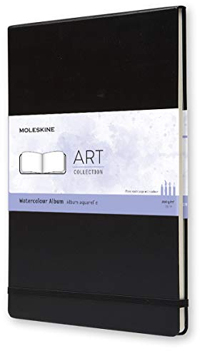 Moleskine - Watercolor Art Collection Album and Sketchbook - Hardcover Notebook with Elastic Closure - Paper for Watercolor Pencils and Black Watercolor - A4 Size 21 x 29.7 cm - 60 Pages.