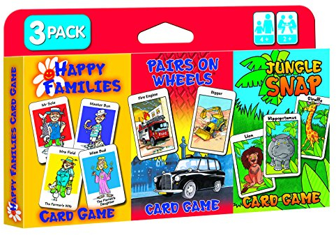 Cartamundi 3 x kids Card Games - Jungle Snap, Pairs on Wheels & Happy Families, Great Fun For Ages 4+