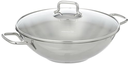 Korkmaz Perla - Cacerola de Acero Inoxidable para Inducción, Wok de 5 Litros, Apto para Lavavajillas