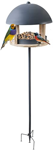 FiNeWaY Stylish Nordic Bird Table Feeder House With Dome Roof – Attracts Birds – Garden Feeding Station