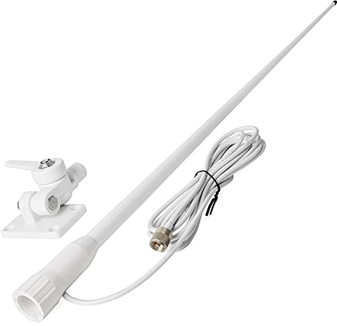 HYS VHF Marine Fiberglass Antenna 1.1m/43.7inch Gain Aerial 7 meters Coaxial Feeder with PL-259 Connector, 180° Rotatable ABS Mount Bracket for Yacht Cruise Ship Car Truck Motorhome