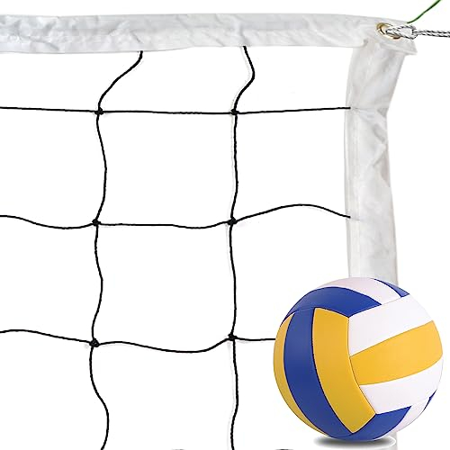 BlesMaller Volleyballnetz & Gr. 5 Volleyball Set, Outdoor/Strand/Garten/Beach Volleyball Net 9.5m x 1m Sport Ersatznetz für Federball Tennis