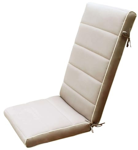 milani home - cuscino alto per sedia da giardino, King, sfoderabile con lacci, poliestere, tortora, 115 x 46 x 8 cm