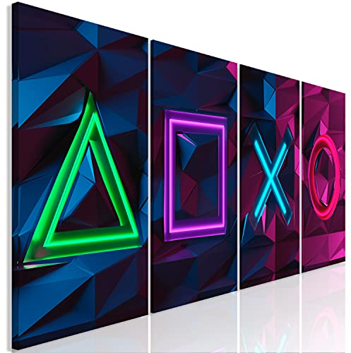 murando Acrylgladbild Set Gamers Spielkonsole 160x60 cm 4 tlg Wandbild auf Acryl Glasbilder Kunstdruck Moderne Acrylglas Platte Wanddekoration Geschenke Heimdekoration Glasbild 3D Effekt Play bunt