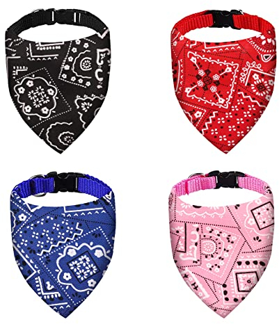 4 Paquets Bandanas pour Chiens,Bavoirs en Triangle pour Animaux,Bandana Chien Collier,Foulard Kerchief,Mouchoirs à Lanières Réglables,Accessoires Lavables pour Petit Moyen Grand Chiens Chats Chiot,L
