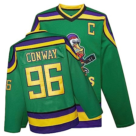 Mighty Ducks Jersey film ishockeytröja S-XXL Charlie Conway #96 Adam Banks #99, 90S Hip Hop kläder för fest