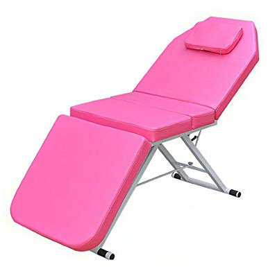 Table de massage pliable - 182 cm - Pour salon de salon - Lit cosmétique - Table de massage - 3 zones - Choix de couleurs - Chaise de massage - Chaise longue - Triple portable - Rose
