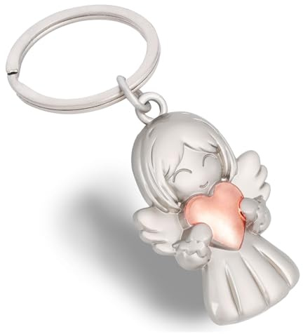 GZXYA Porte-clés Ange Gardien, Pendentif Porte-Bonheur, Ange avec cœurs pour Examens ou Voiture, adapté comme Cadeaux pour Femmes, Petites Amies, collègues. 1274 (D or rose)