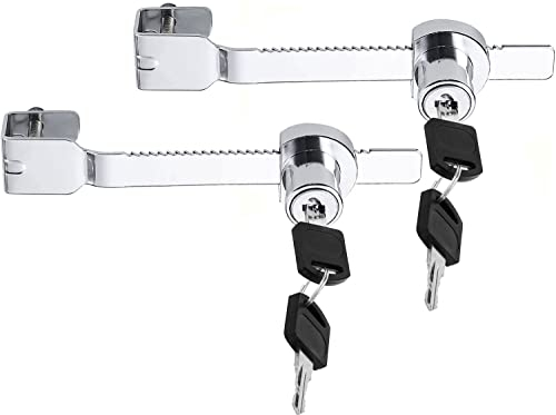 Litensh Cerradura de sierra de hoja deslizante con llave diferente, cerradura de vitrina de terrario de reptiles, cerradura de puerta de vidrio para gabinete con cerradura de trinquete (2 unidades)