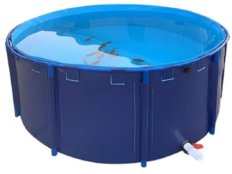 AMGBYMGB Estanque sobre el suelo, estanque de peces de PVC, piscina de lona para peces, piscina redonda de paredes gruesas sobre el suelo con marco duradero, para piscicultura, estanque de cría de
