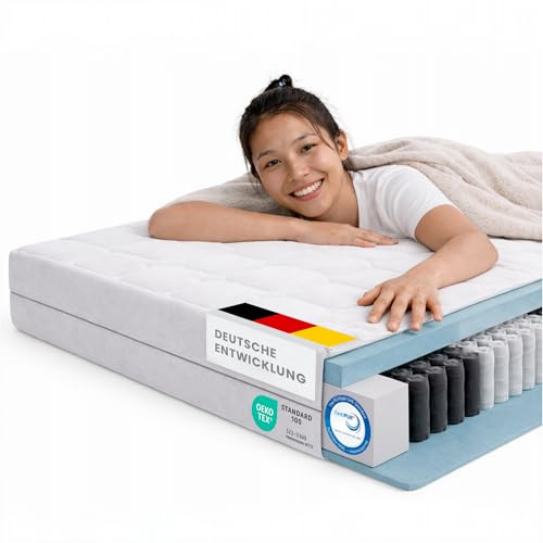 BMM Ortho Medic Plus Matratze 120x200 H3 – Taschenfederkernmatratze 7 Zonen, 25 cm Höhe, rückenschonend bei Rückenschmerzen, Öko-Tex, Deutsche Entwicklung